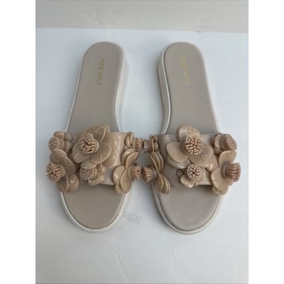 Nine West Womens Relly Open Toe Casual Slide Sandals Beige Size 9 NWB - Picture 3 of 10